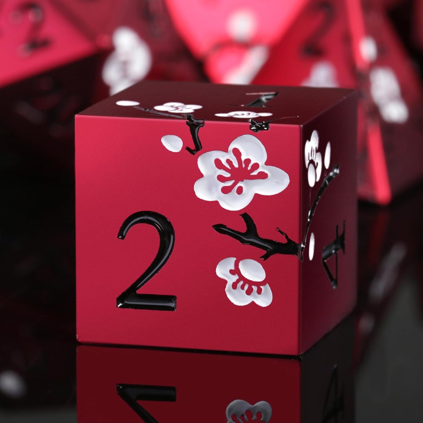 Heavy Matte Red Metal Dice Set