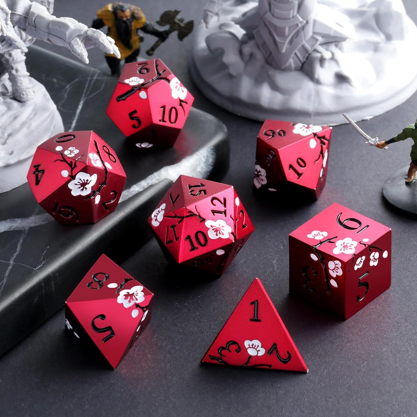 Heavy Matte Red Metal Dice Set