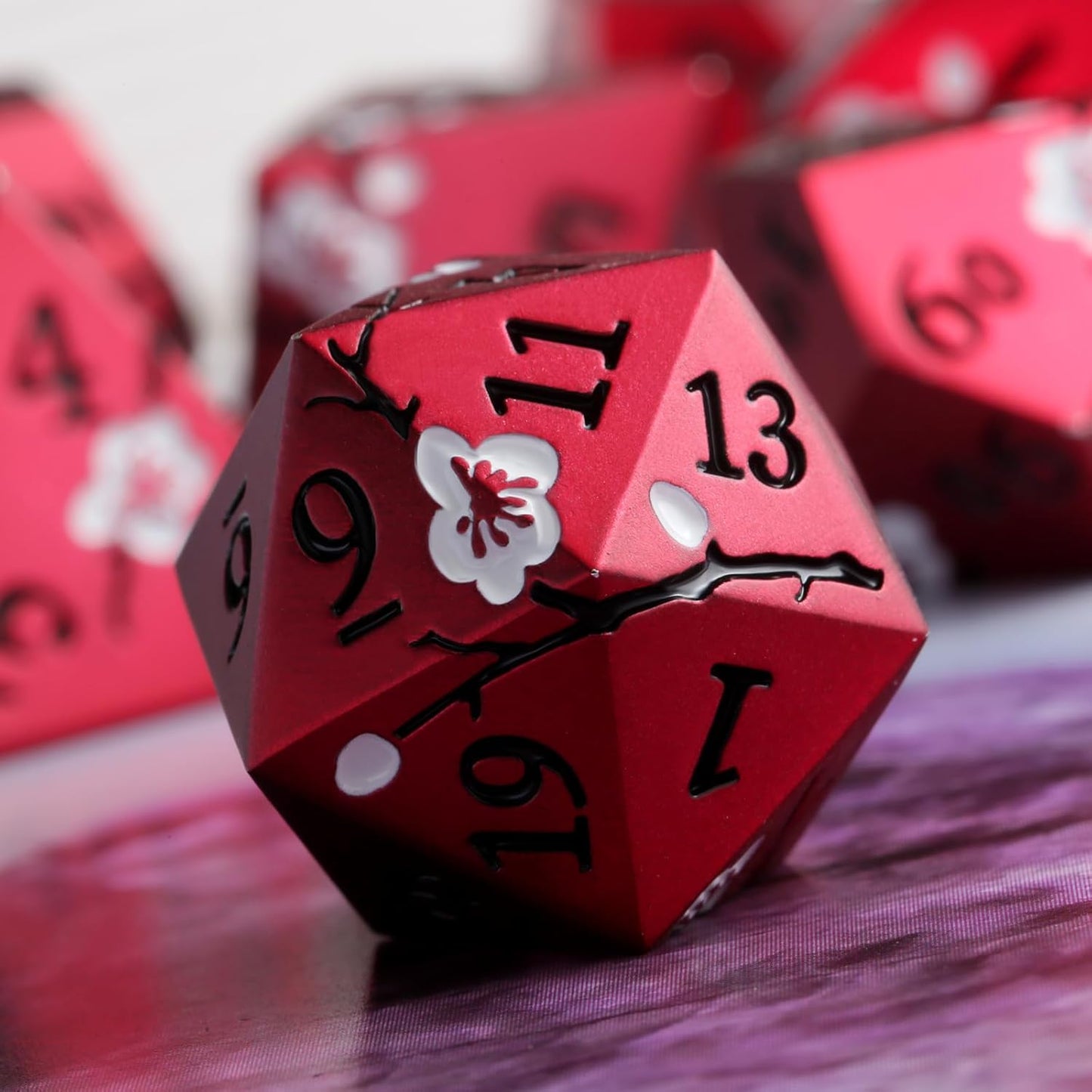 Heavy Matte Red Metal Dice Set