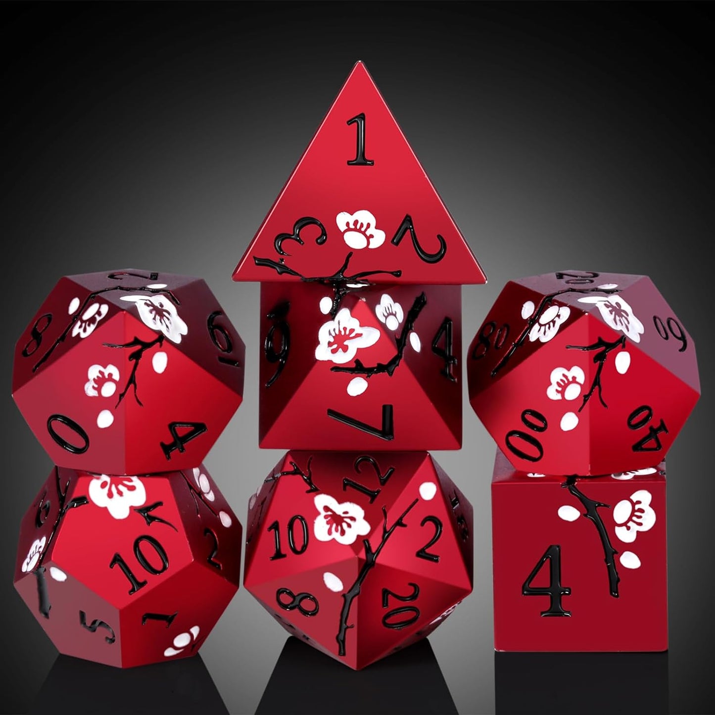 Heavy Matte Red Metal Dice Set