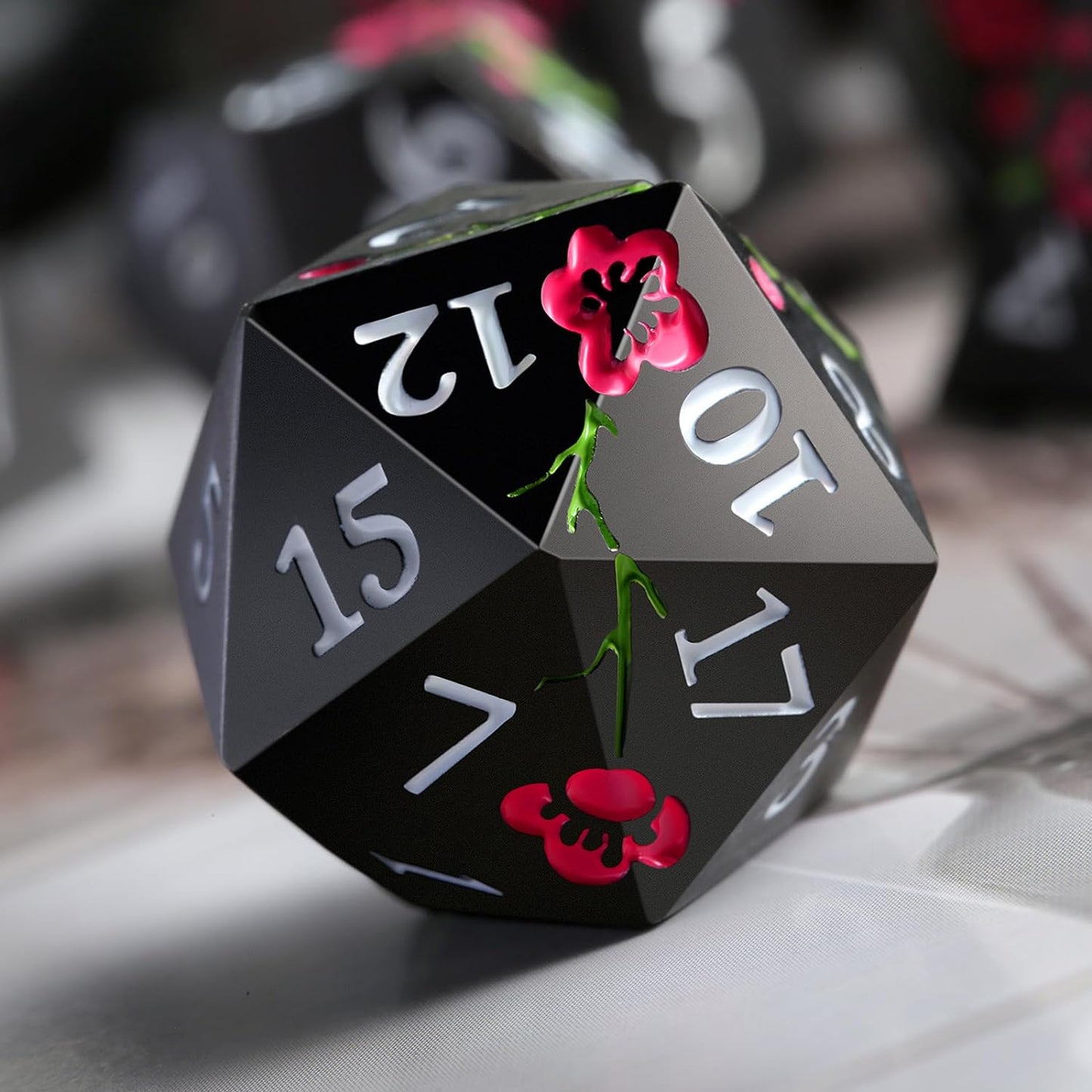 Heavy Matte Red Metal Dice Set