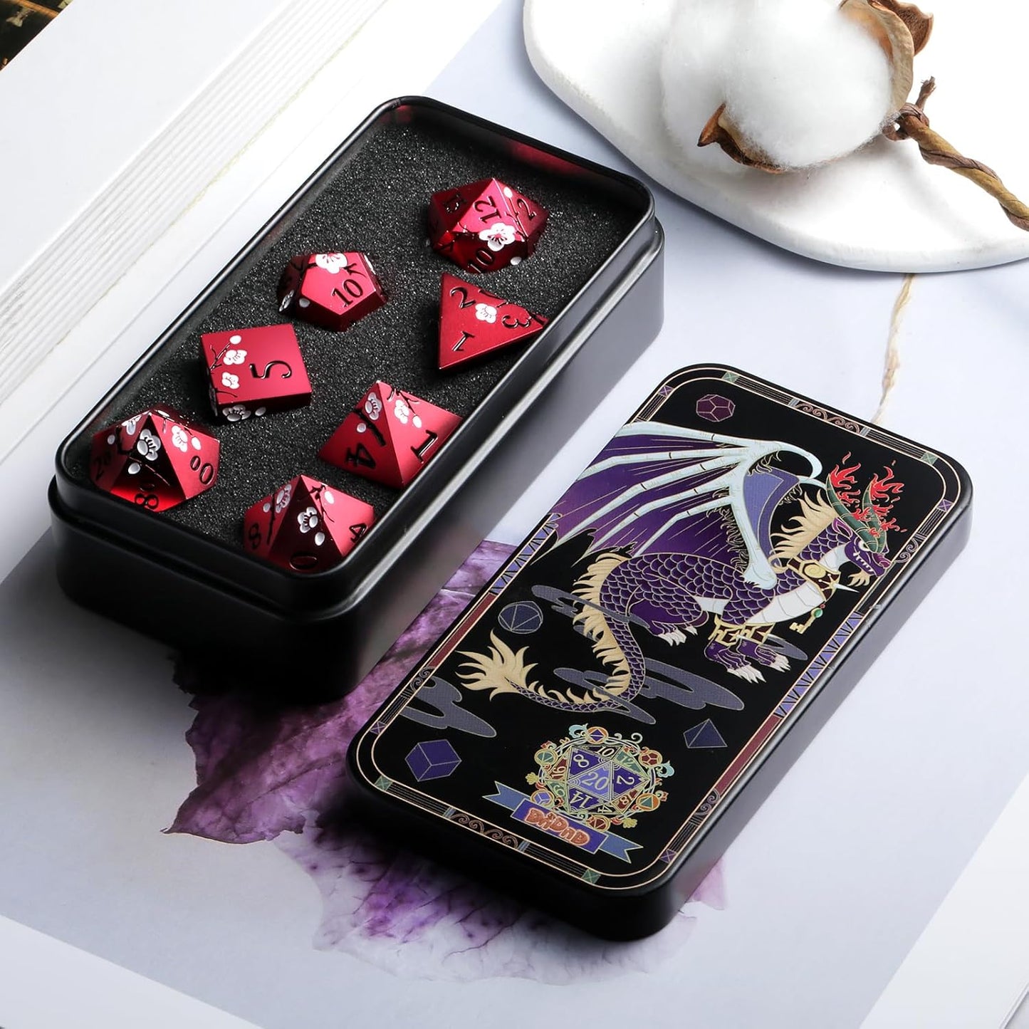 Heavy Matte Red Metal Dice Set