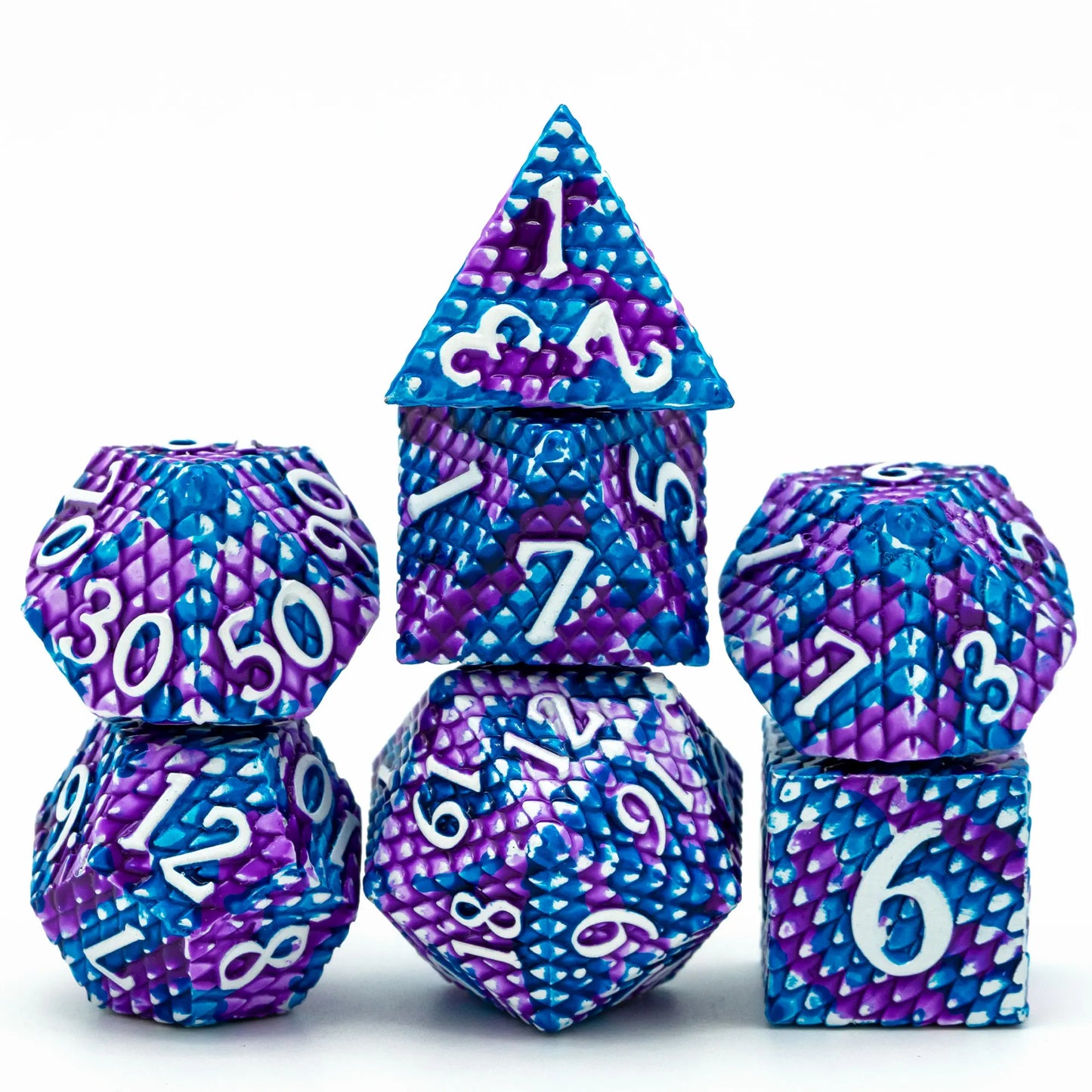 DragonScale Elite Metal Dice Set Light Purple Blue