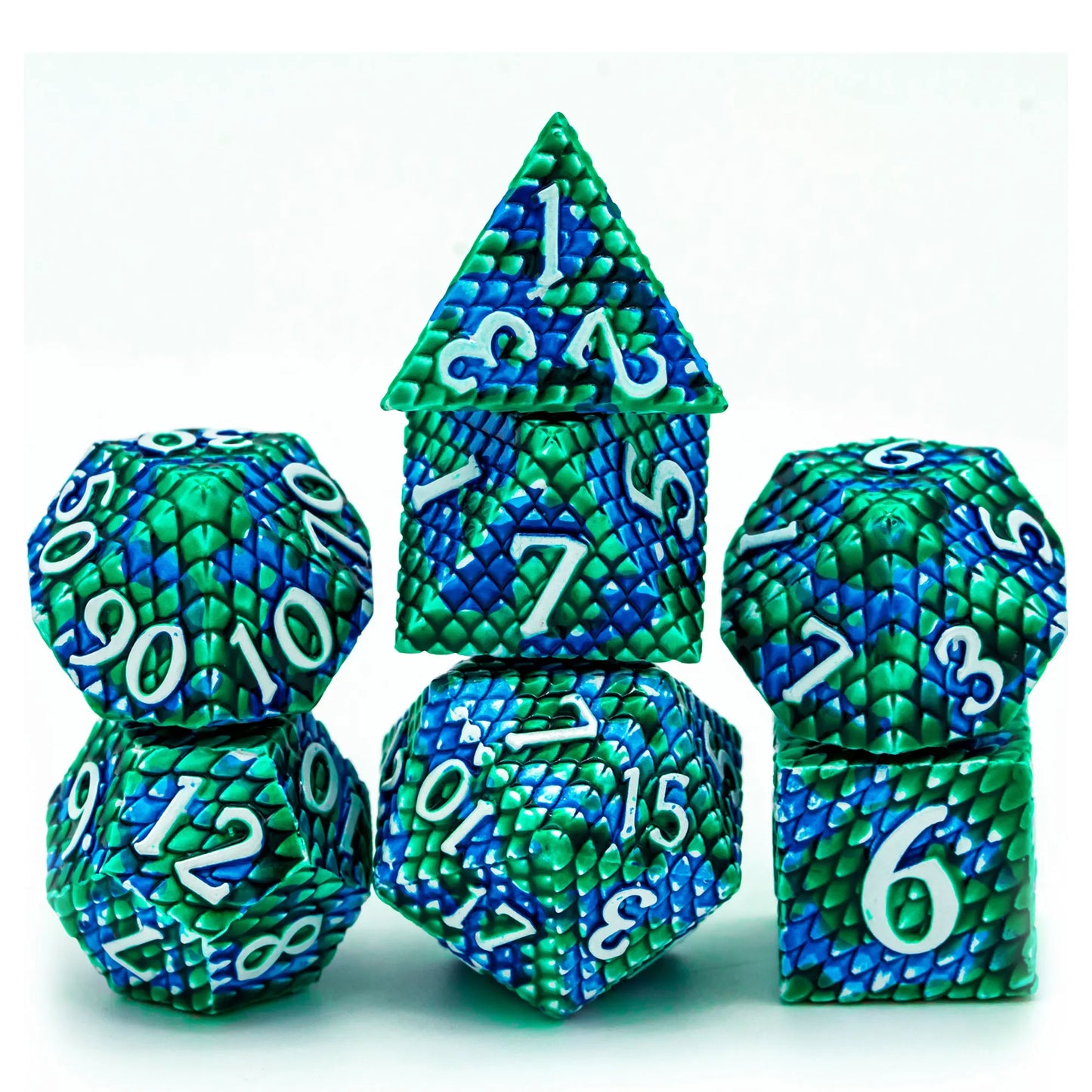 DragonScale Elite Metal Dice Set Blue Green