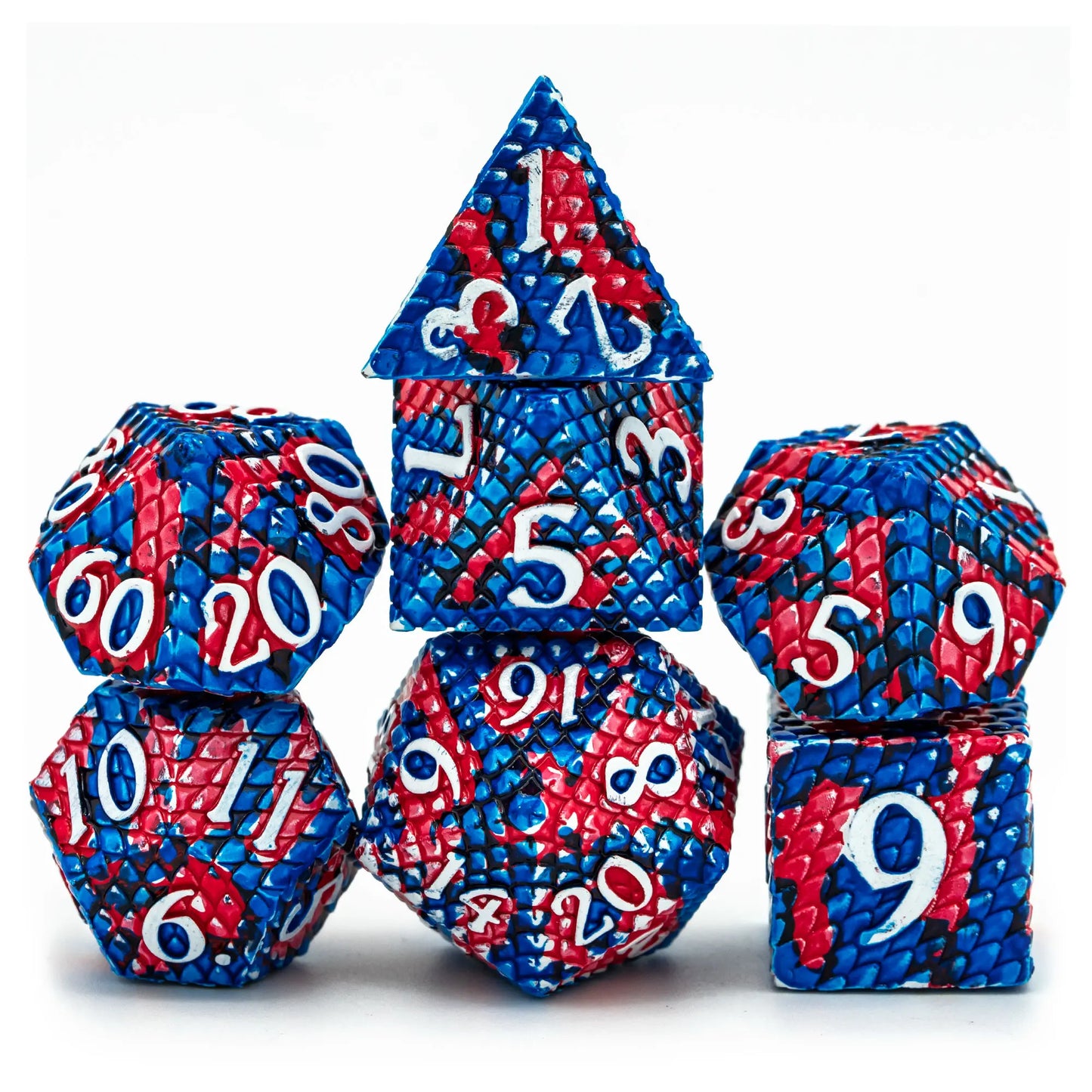 DragonScale Elite Metal Dice Set Red Blue