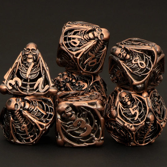 Necromancer's Dice: 7-Piece Metal Skull Dice Set for Dnd