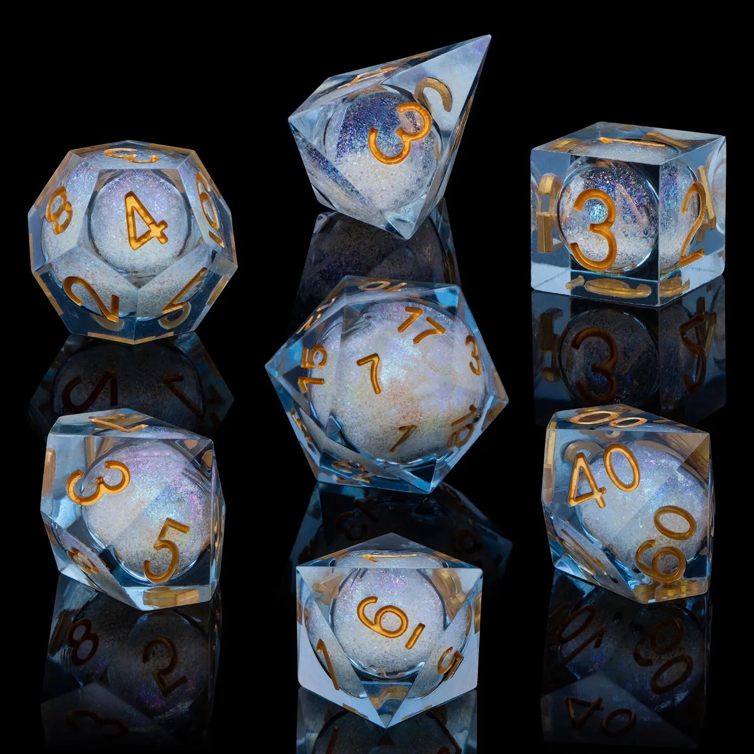 Artisanal Spectrum - Detailed Sharp Edge Handmade D20 RPG Dice Set SZ-16