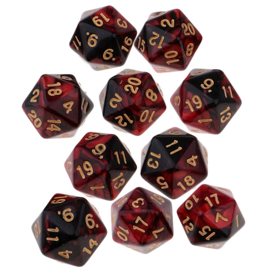 Mystical Swirl Dual-Tone 10 piece D20 Dice Set