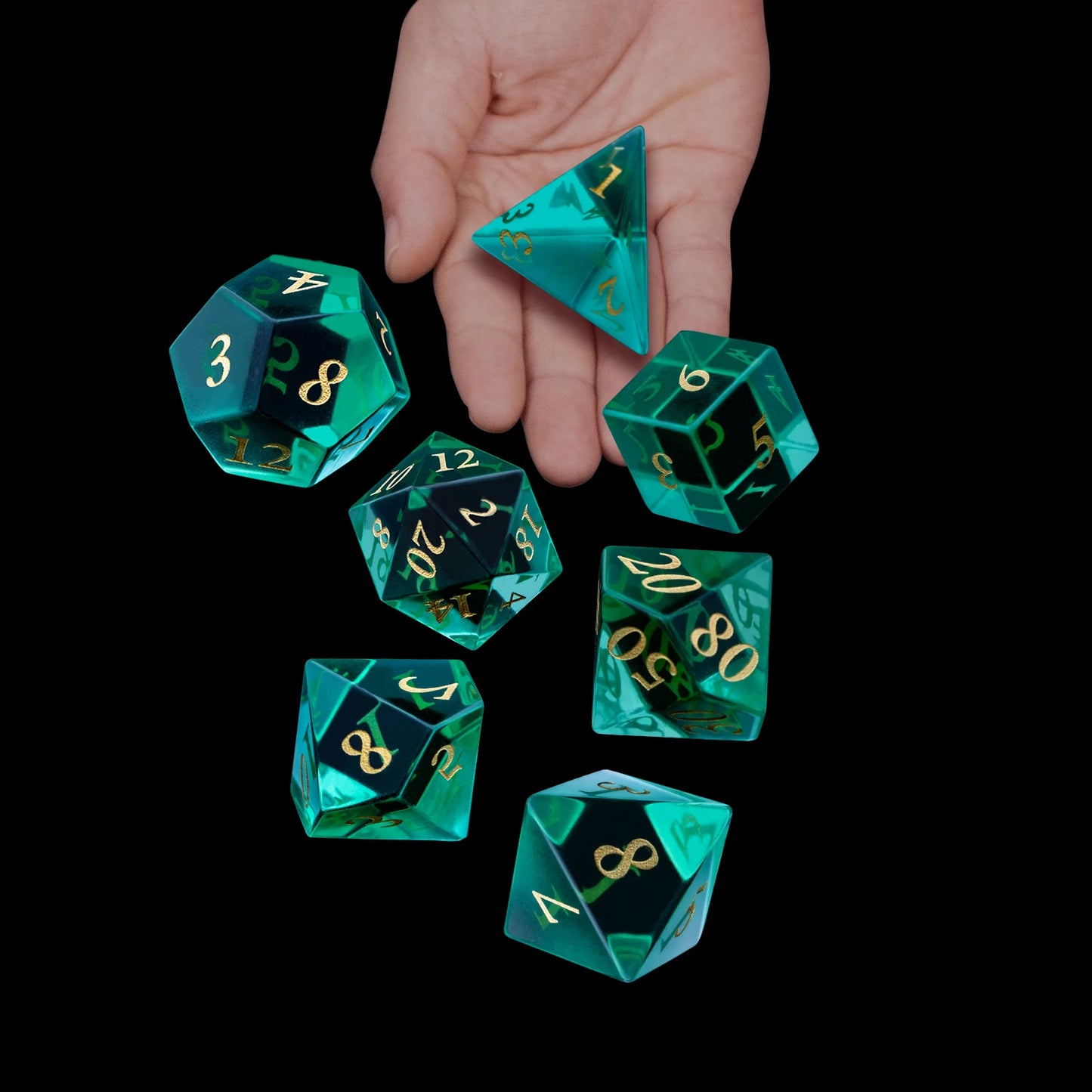 Dnd Green Sharp Edge Polyhedral Crystal Stone&Gem D and D Dice Set For Dungeon and Dragon Pathfinder Role Playing Game(RPG)、MTG