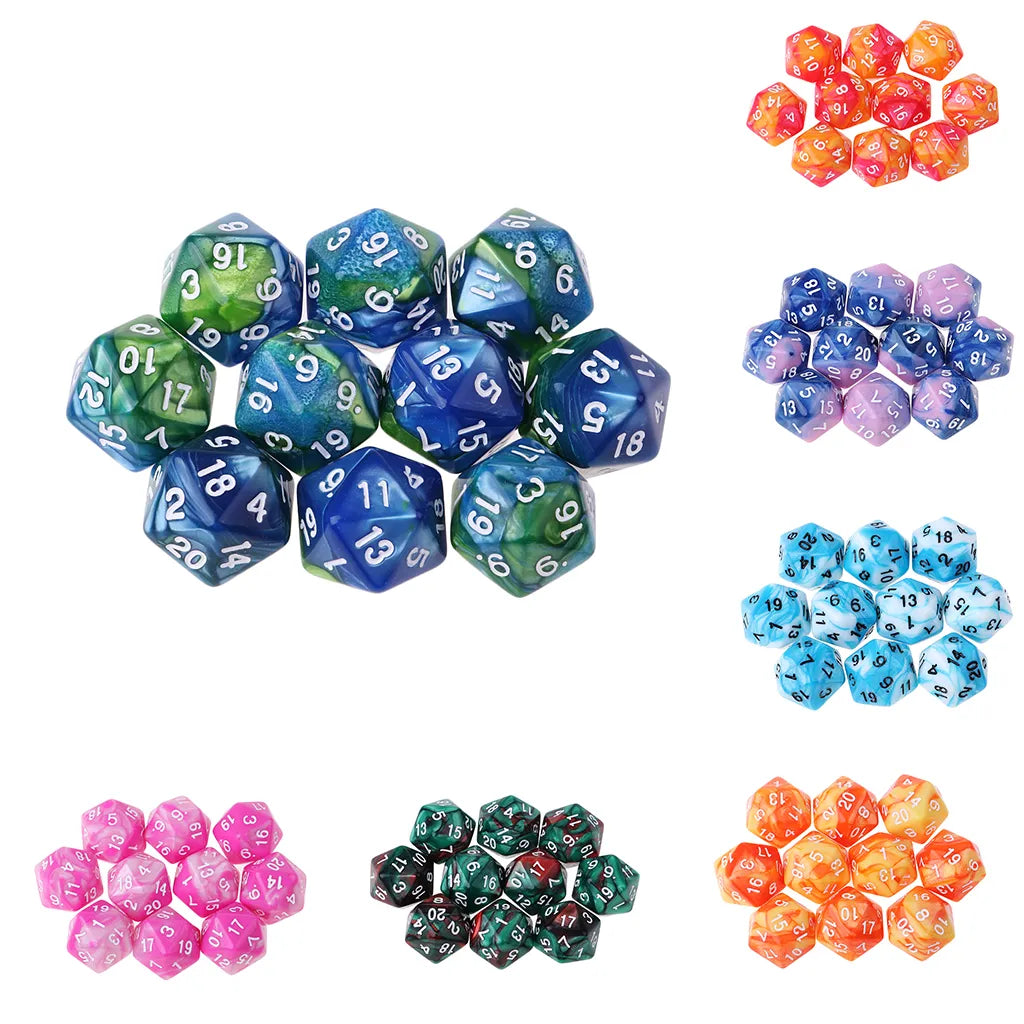 Mystical Swirl Dual-Tone 10 piece D20 Dice Set