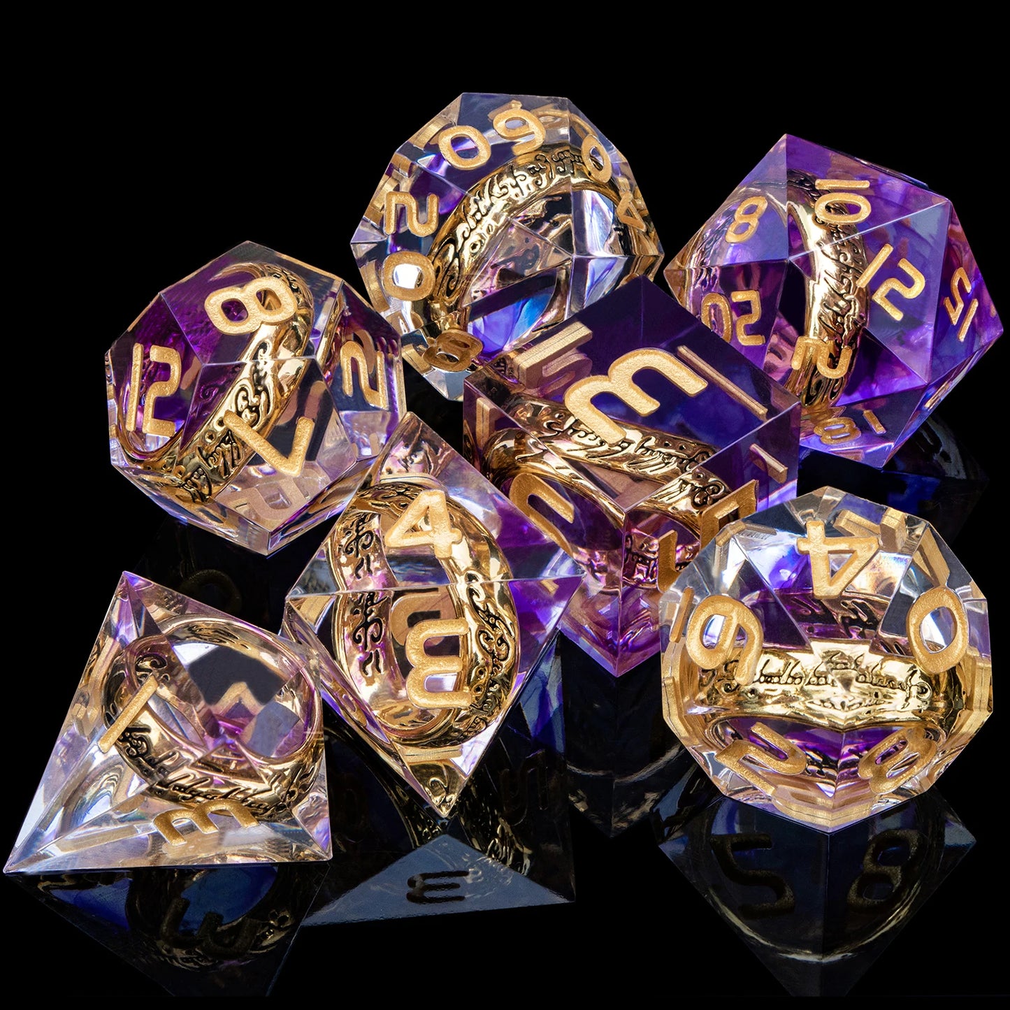 Artisanal Spectrum - Detailed Sharp Edge Handmade D20 RPG Dice Set SZ-04