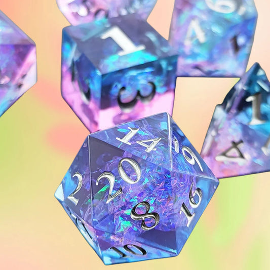 Glacial Rift Sharp Edge Dice Set - D&D Icy Blue Series