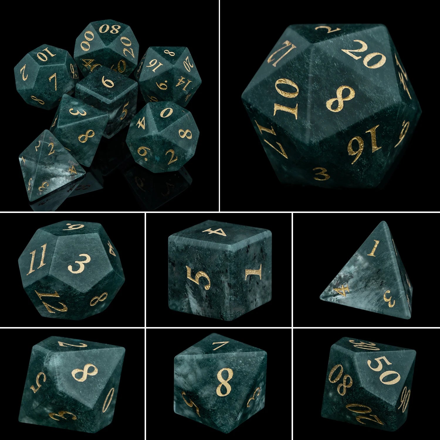 Matte Black Sharp Edge Dice Gem Dice-6