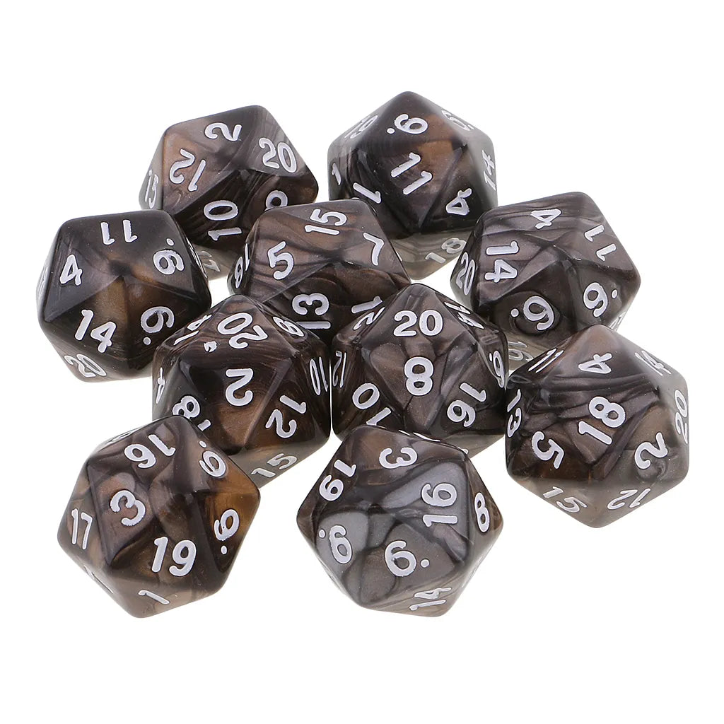 Mystical Swirl Dual-Tone 10 piece D20 Dice Set Option 020