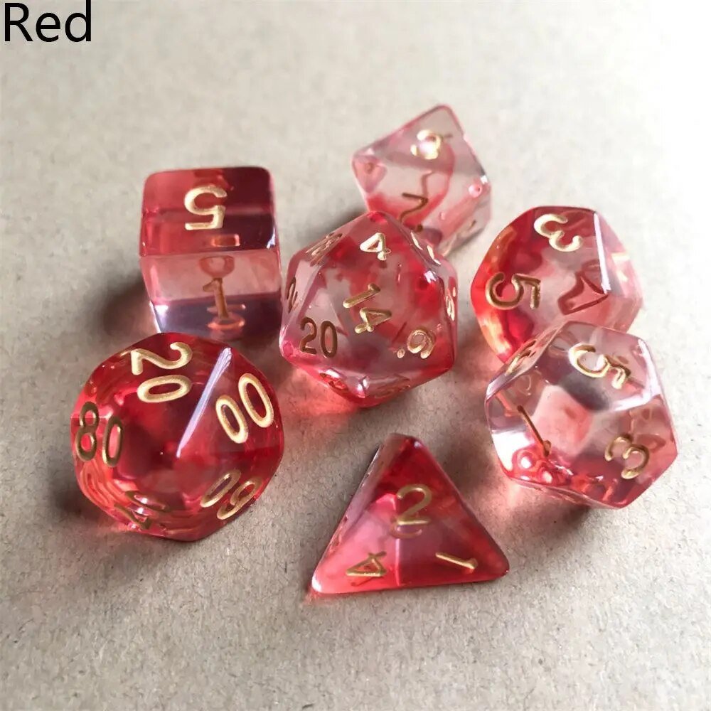 Mystic Lumina Dice Set - Dnd Polyhedral Dice Red