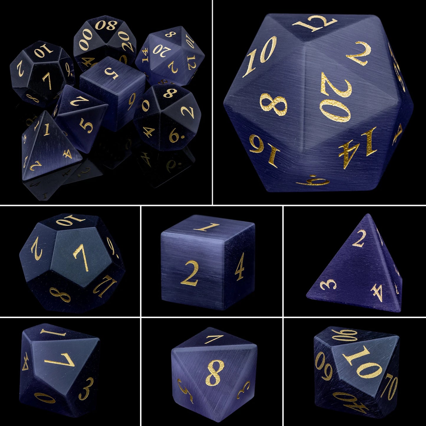 Matte Black Sharp Edge Dice Gem Dice-4