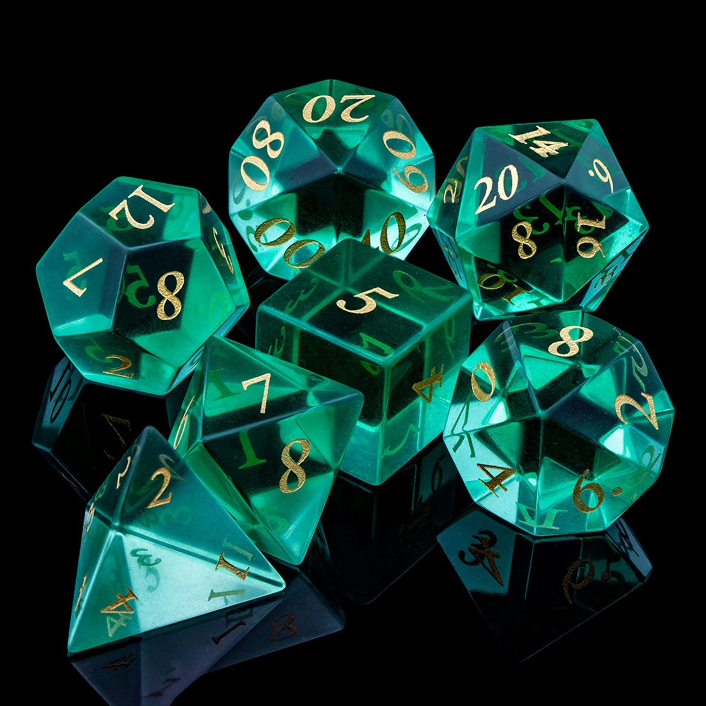 Dnd Green Sharp Edge Polyhedral Crystal Stone&Gem D and D Dice Set For Dungeon and Dragon Pathfinder Role Playing Game(RPG)、MTG