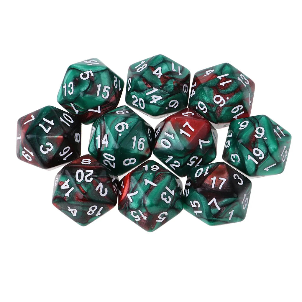 Mystical Swirl Dual-Tone 10 piece D20 Dice Set Option 004