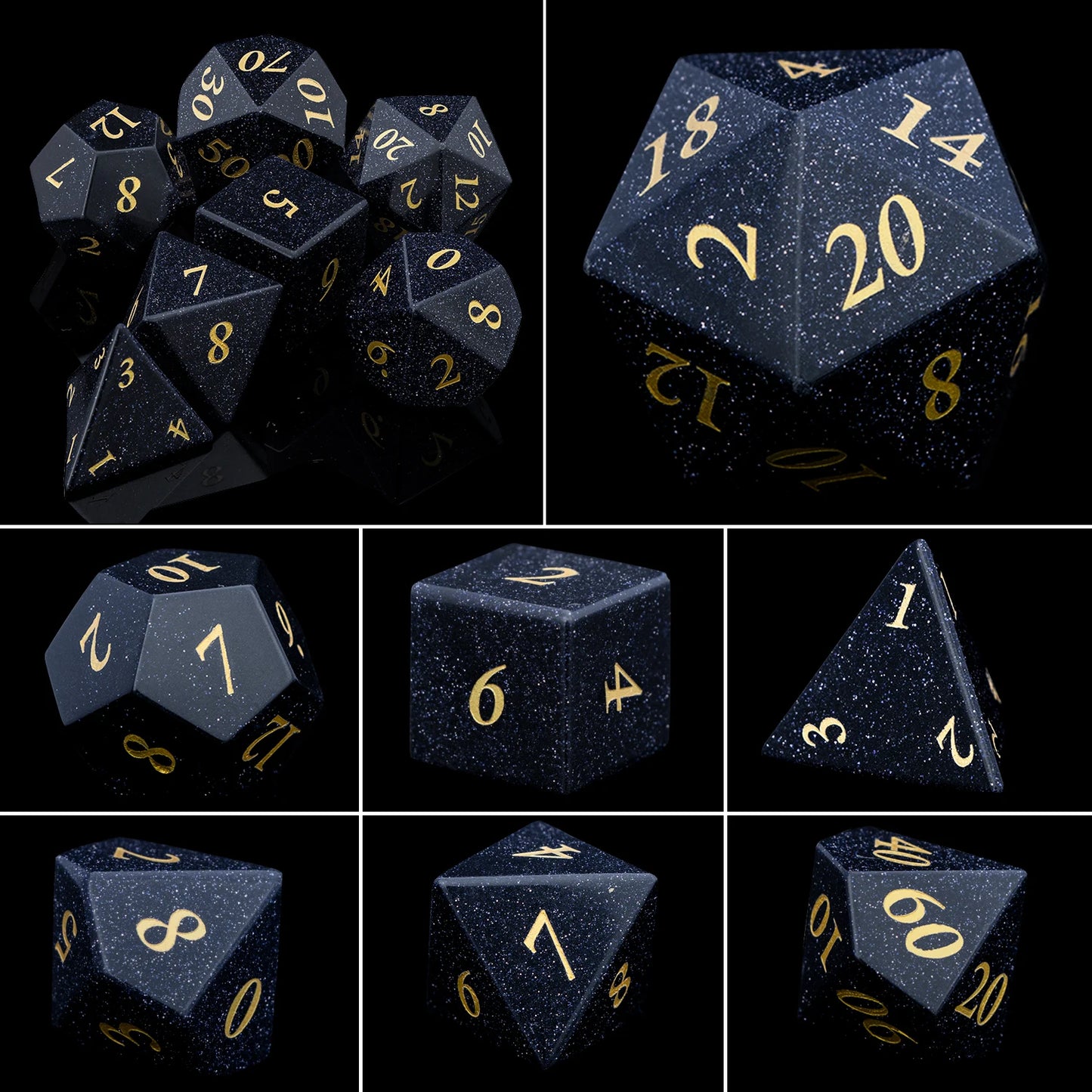 Matte Black Sharp Edge Dice Gem Dice-14