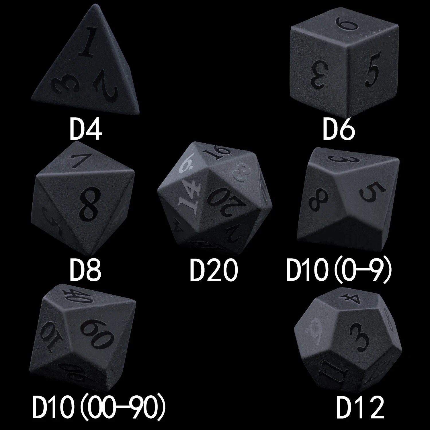 Matte Black Sharp Edge Dice