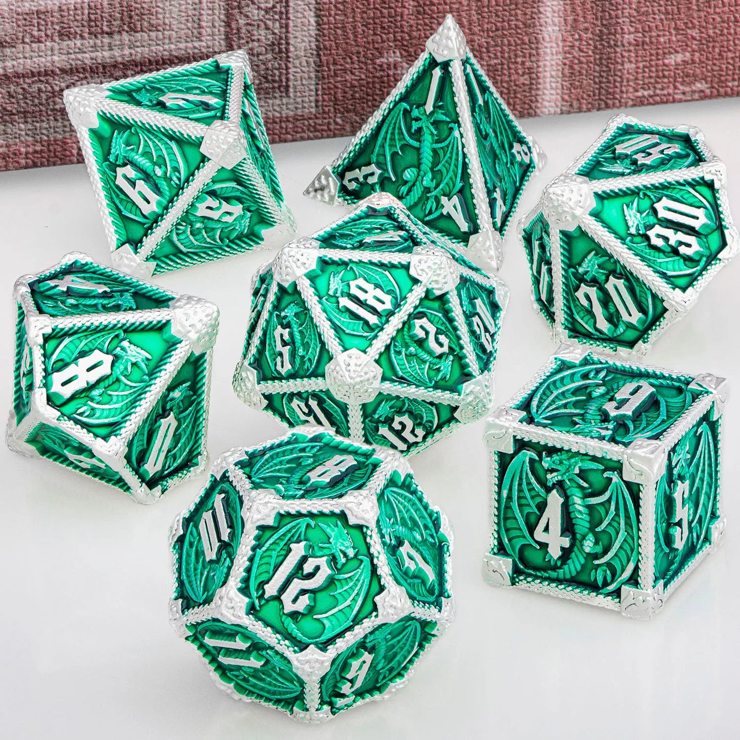 Eldritch Warlock Metal Dice Set - Dark Pact Series for D&D Green