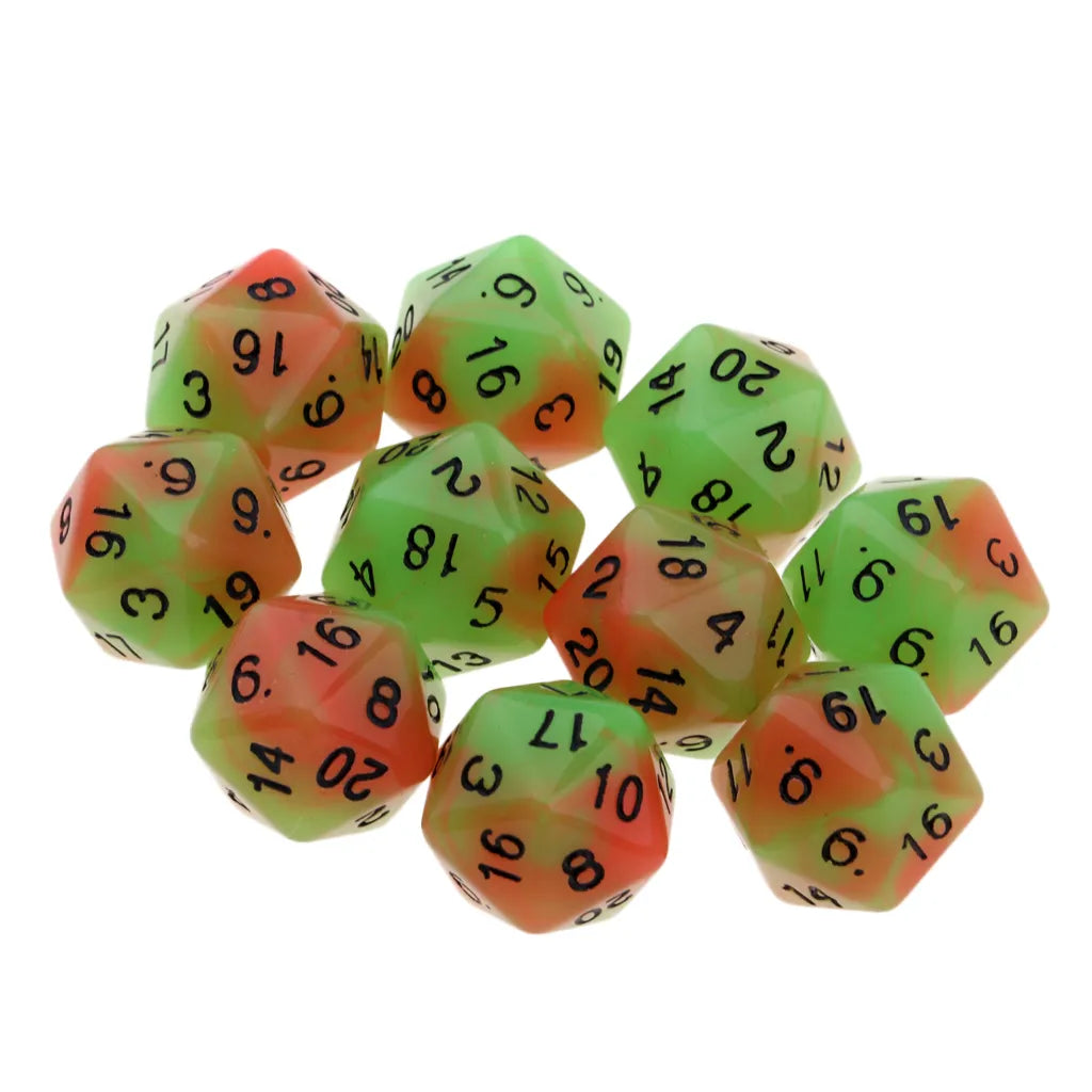 Mystical Swirl Dual-Tone 10 piece D20 Dice Set Option 011