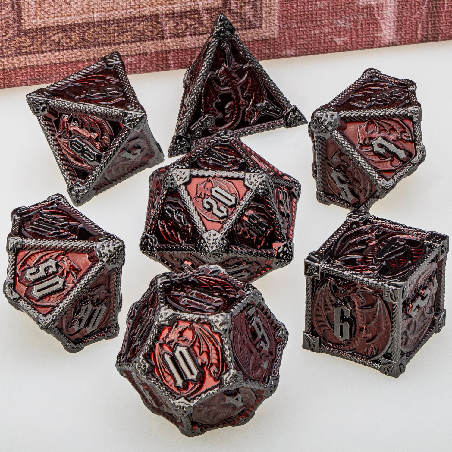 Eldritch Warlock Metal Dice Set - Dark Pact Series for D&D Black Red