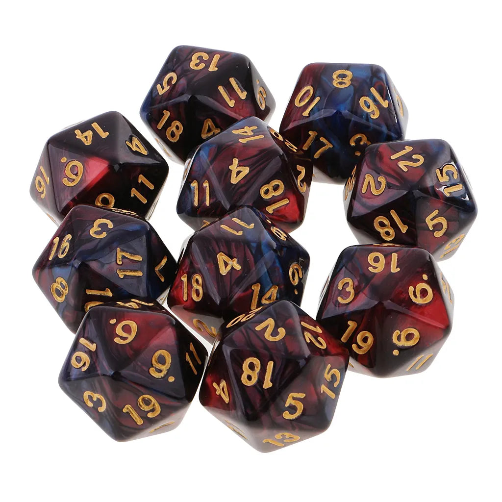 Mystical Swirl Dual-Tone 10 piece D20 Dice Set Option 022