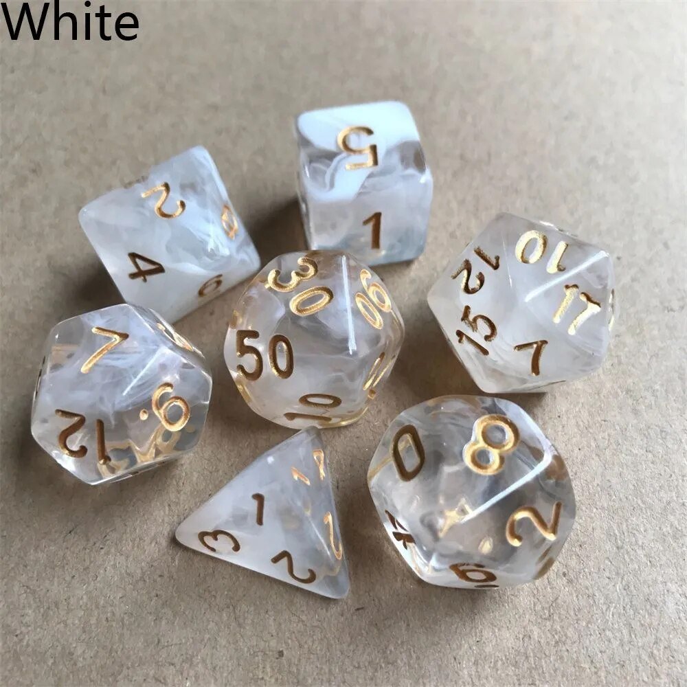 Mystic Lumina Dice Set - Dnd Polyhedral Dice White