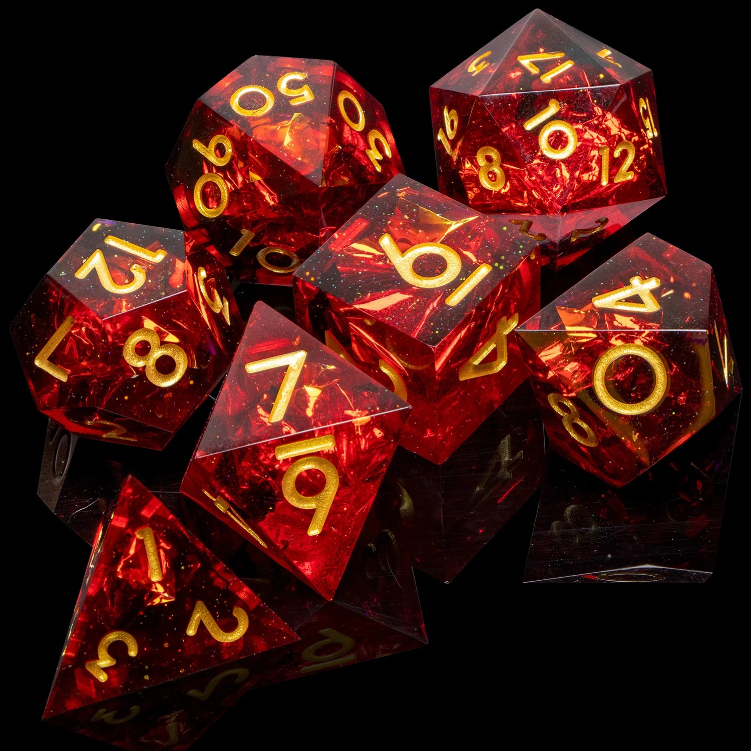 Artisanal Spectrum - Detailed Sharp Edge Handmade D20 RPG Dice Set SZ-22