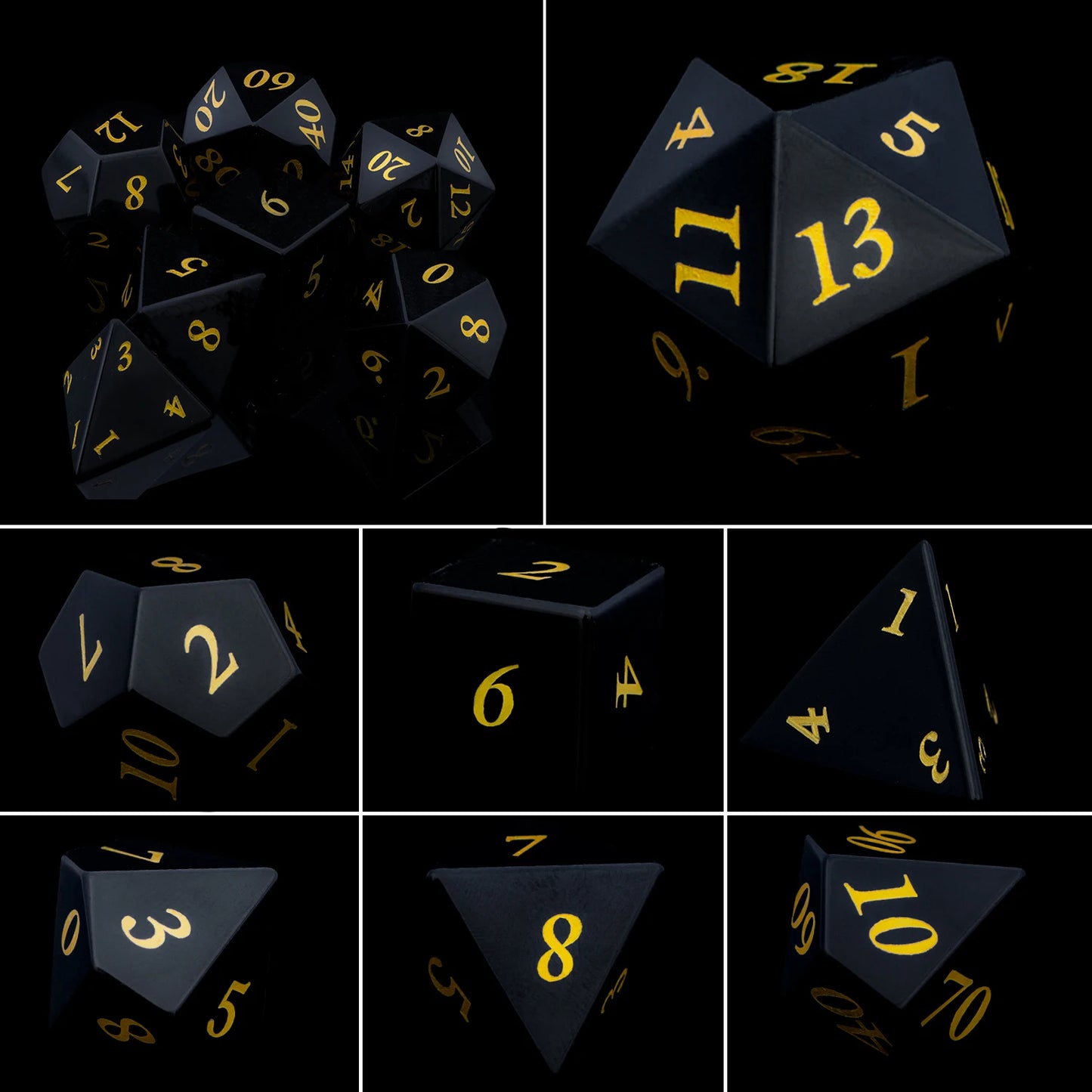 Matte Black Sharp Edge Dice Gem Dice-13