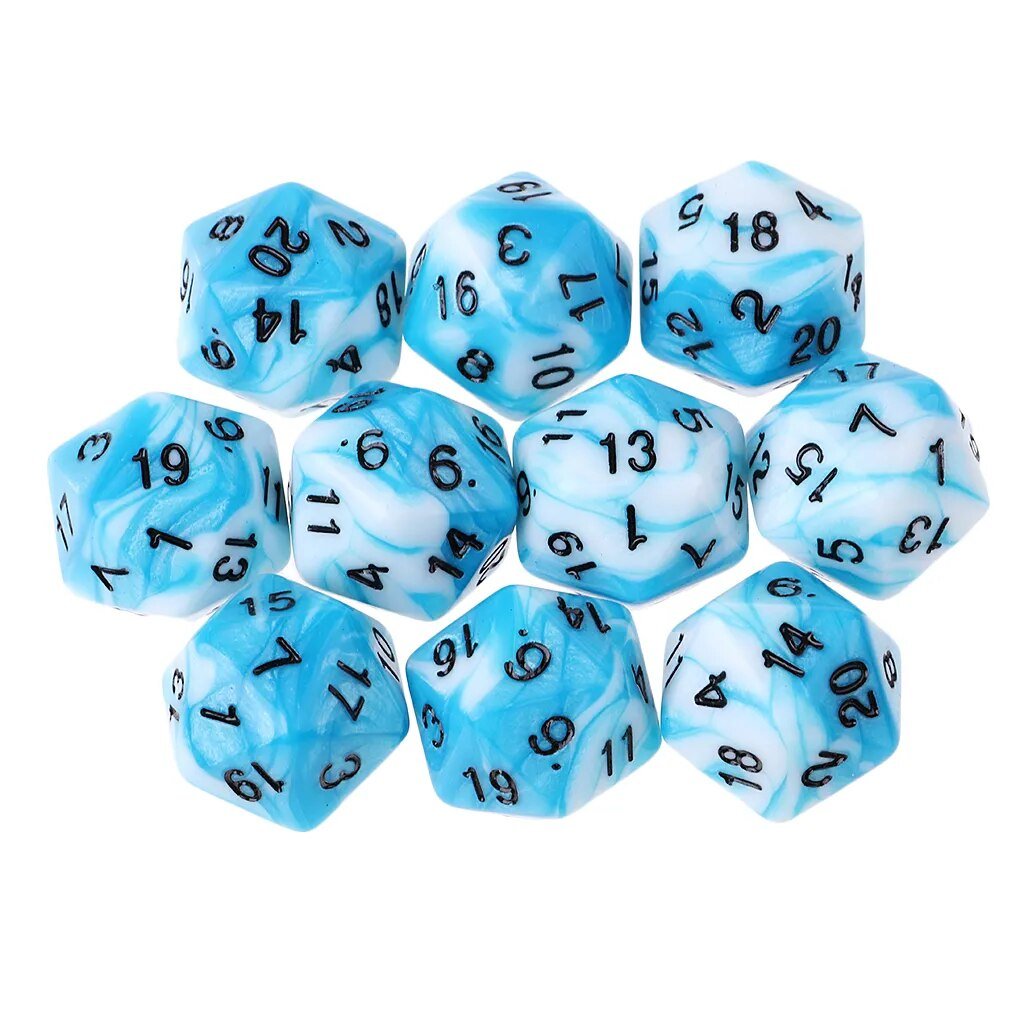 Mystical Swirl Dual-Tone 10 piece D20 Dice Set Option 008