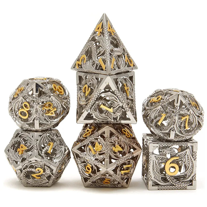 Psionic Surge Mindflayer Dice Set - Metal Illithid Series for D&D Iron Gold