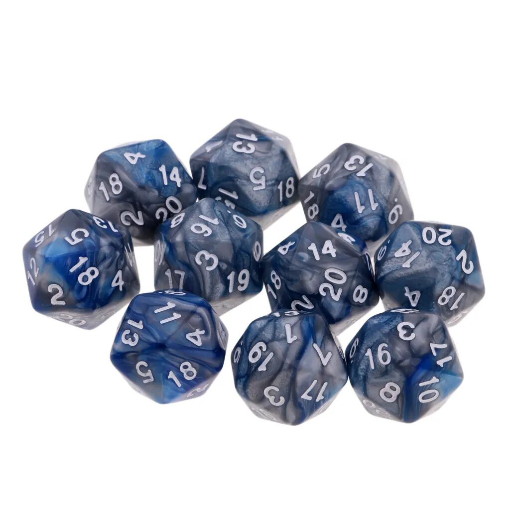 Mystical Swirl Dual-Tone 10 piece D20 Dice Set Option 001