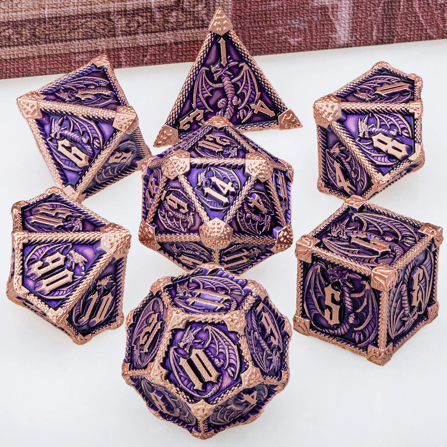 Eldritch Warlock Metal Dice Set - Dark Pact Series for D&D Copper Purple