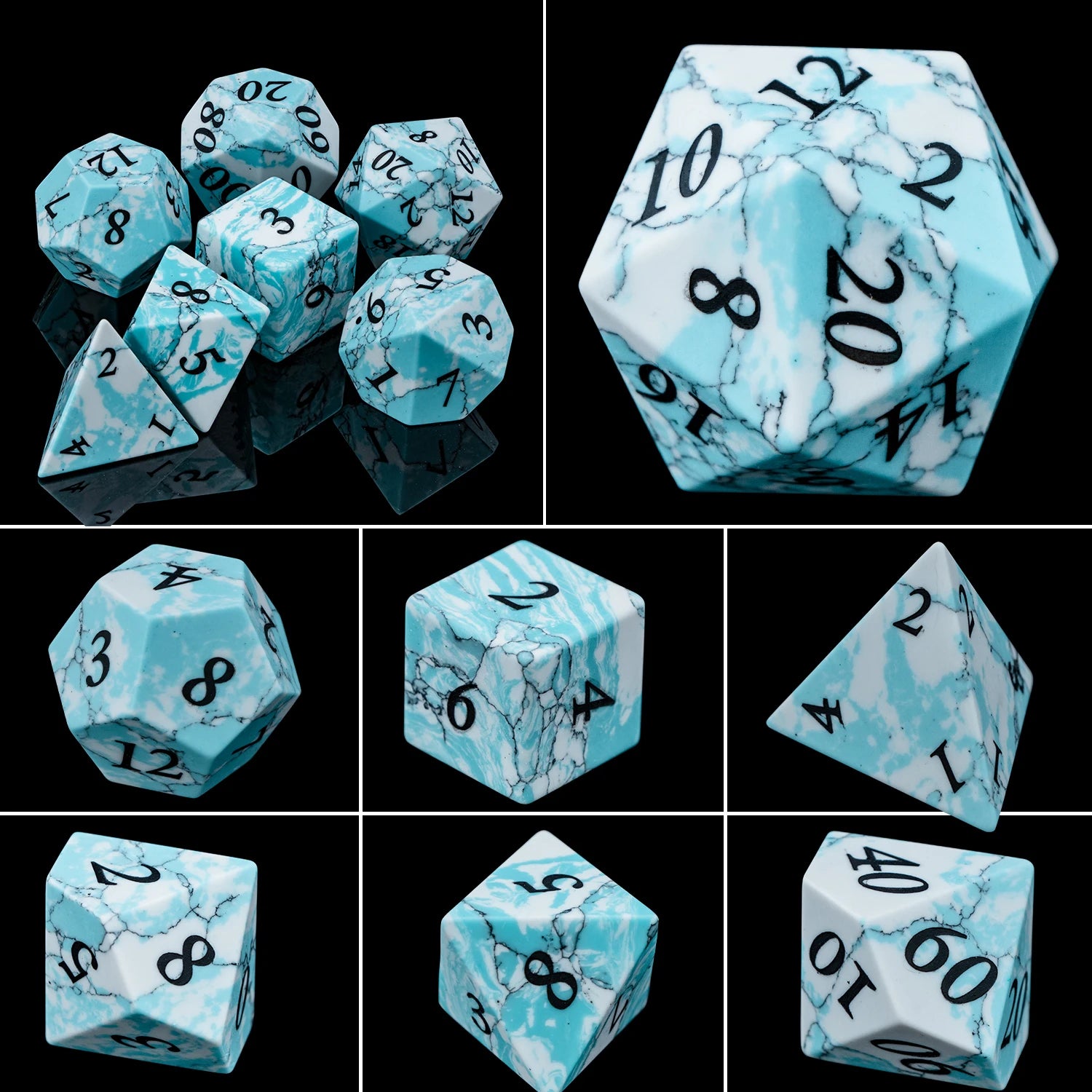 Matte Black Sharp Edge Dice Gem Dice-9