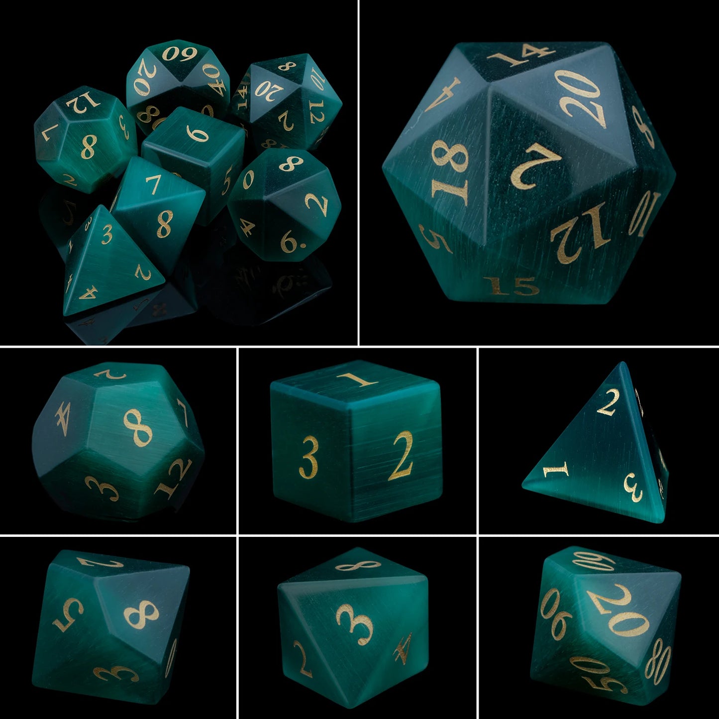 Matte Black Sharp Edge Dice Gem Dice-5