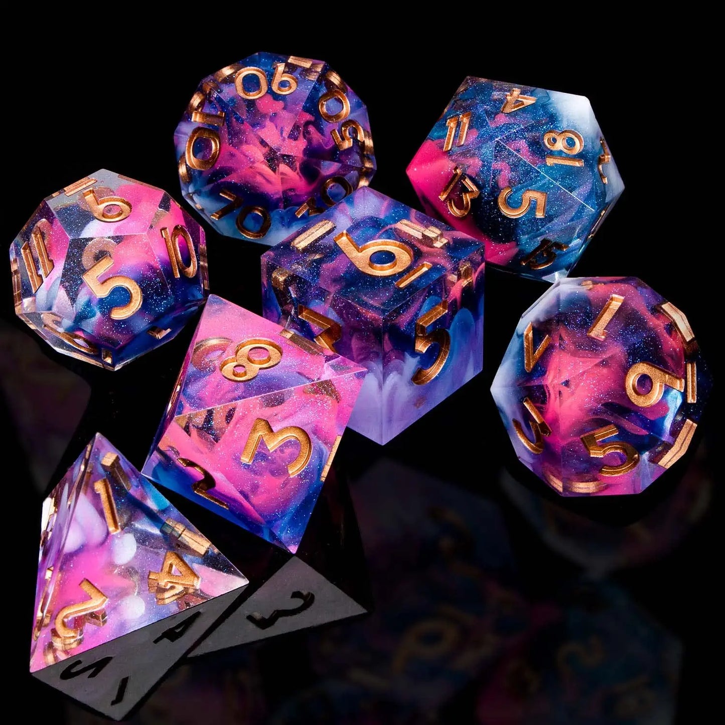 Artisanal Spectrum - Detailed Sharp Edge Handmade D20 RPG Dice Set SZ-26