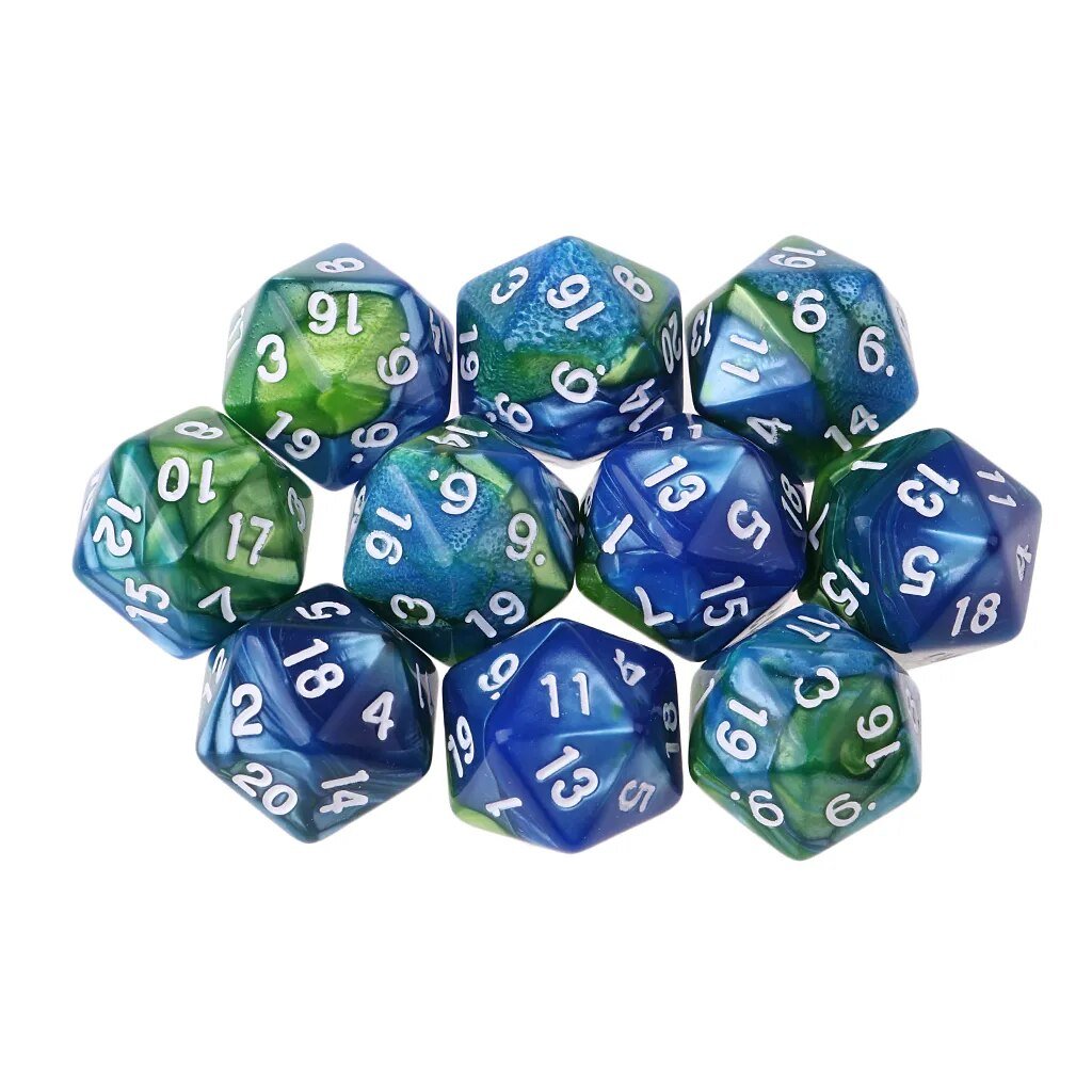 Mystical Swirl Dual-Tone 10 piece D20 Dice Set Option 005