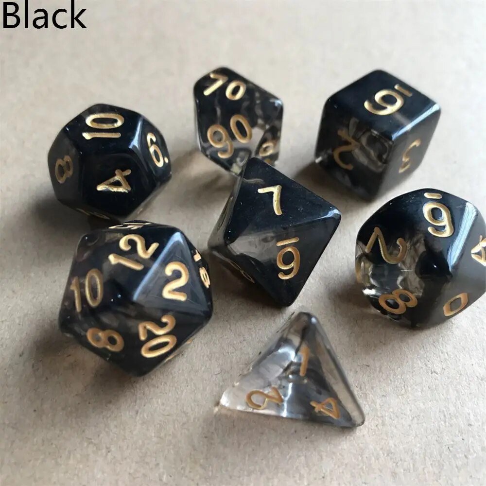 Mystic Lumina Dice Set - Dnd Polyhedral Dice Black