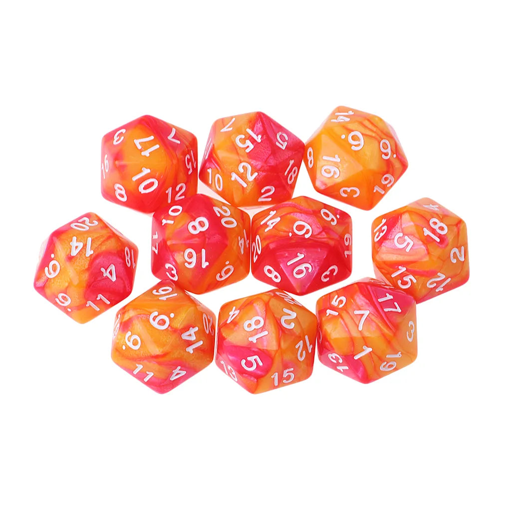 Mystical Swirl Dual-Tone 10 piece D20 Dice Set Option 006