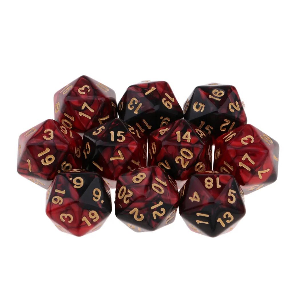 Mystical Swirl Dual-Tone 10 piece D20 Dice Set Option 002