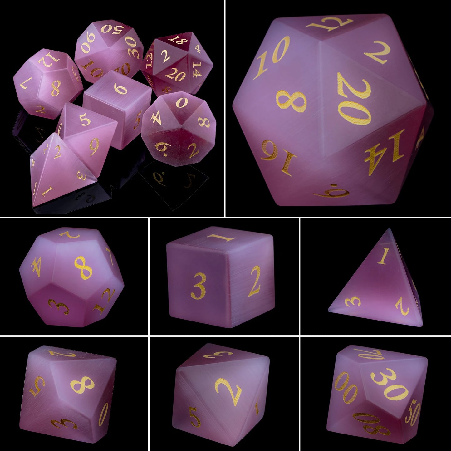 Matte Black Sharp Edge Dice Gem Dice-2