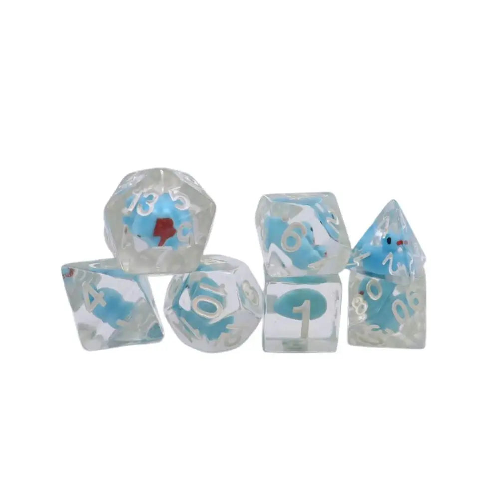 Funny Transparent Ducky Dice Set blue