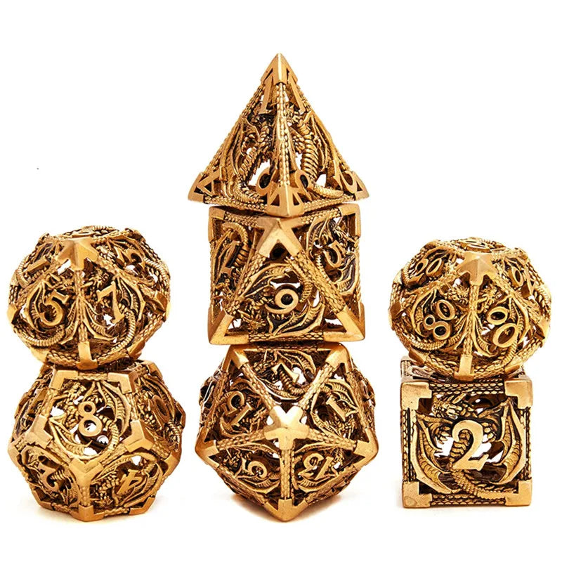 Psionic Surge Mindflayer Dice Set - Metal Illithid Series for D&D Golden