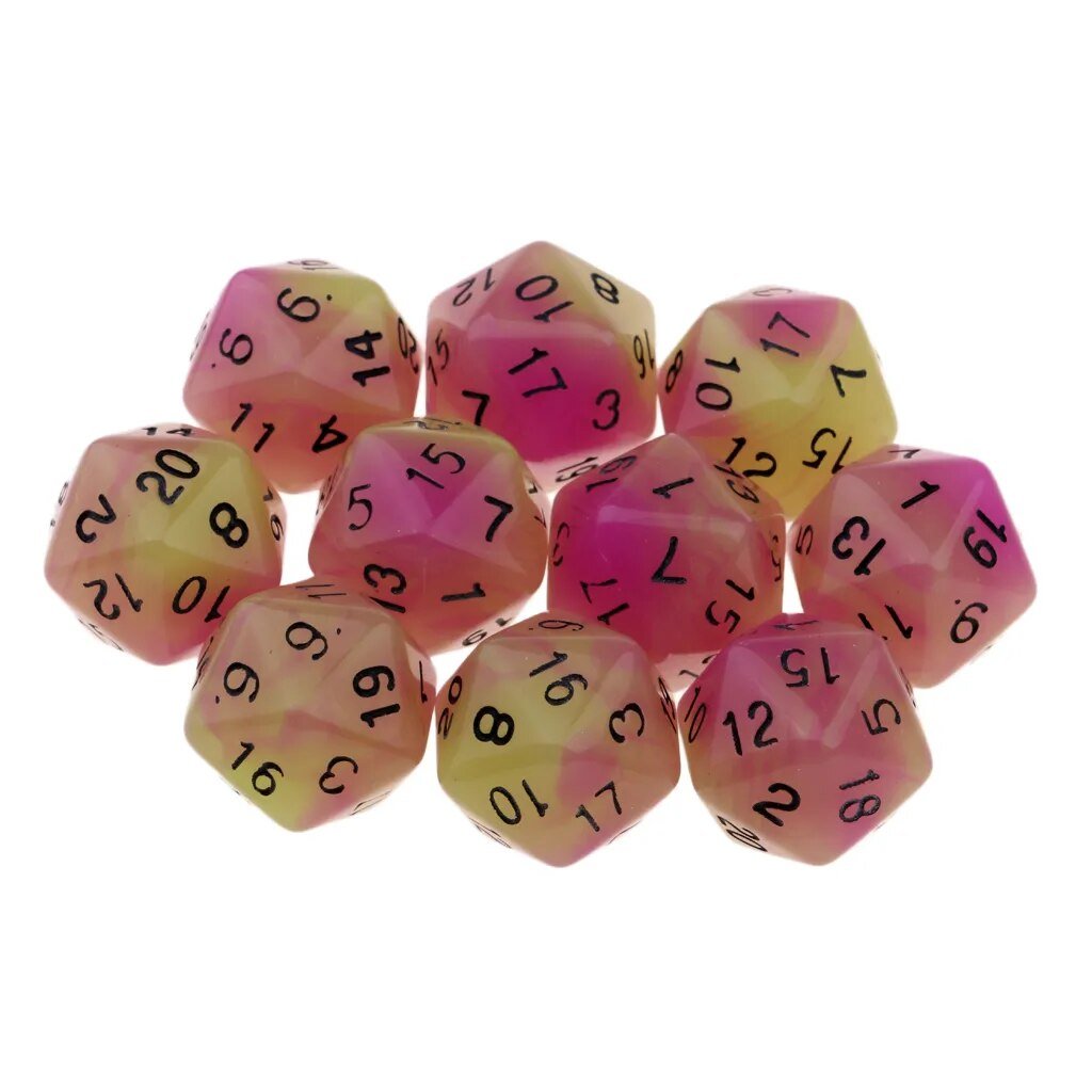 Mystical Swirl Dual-Tone 10 piece D20 Dice Set Option 009