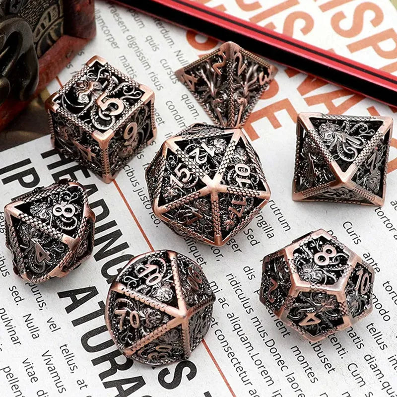 Psionic Surge Mindflayer Dice Set - Metal Illithid Series for D&D Bronze