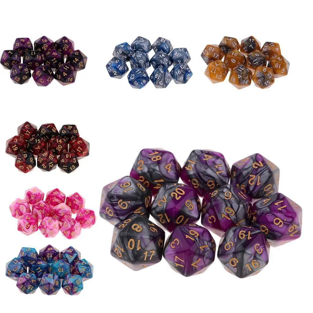 Mystical Swirl Dual-Tone 10 piece D20 Dice Set