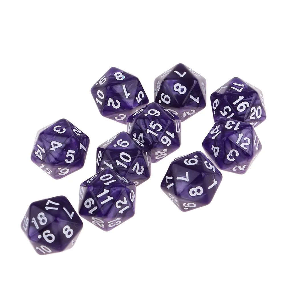 Mystical Swirl Dual-Tone 10 piece D20 Dice Set Option 019