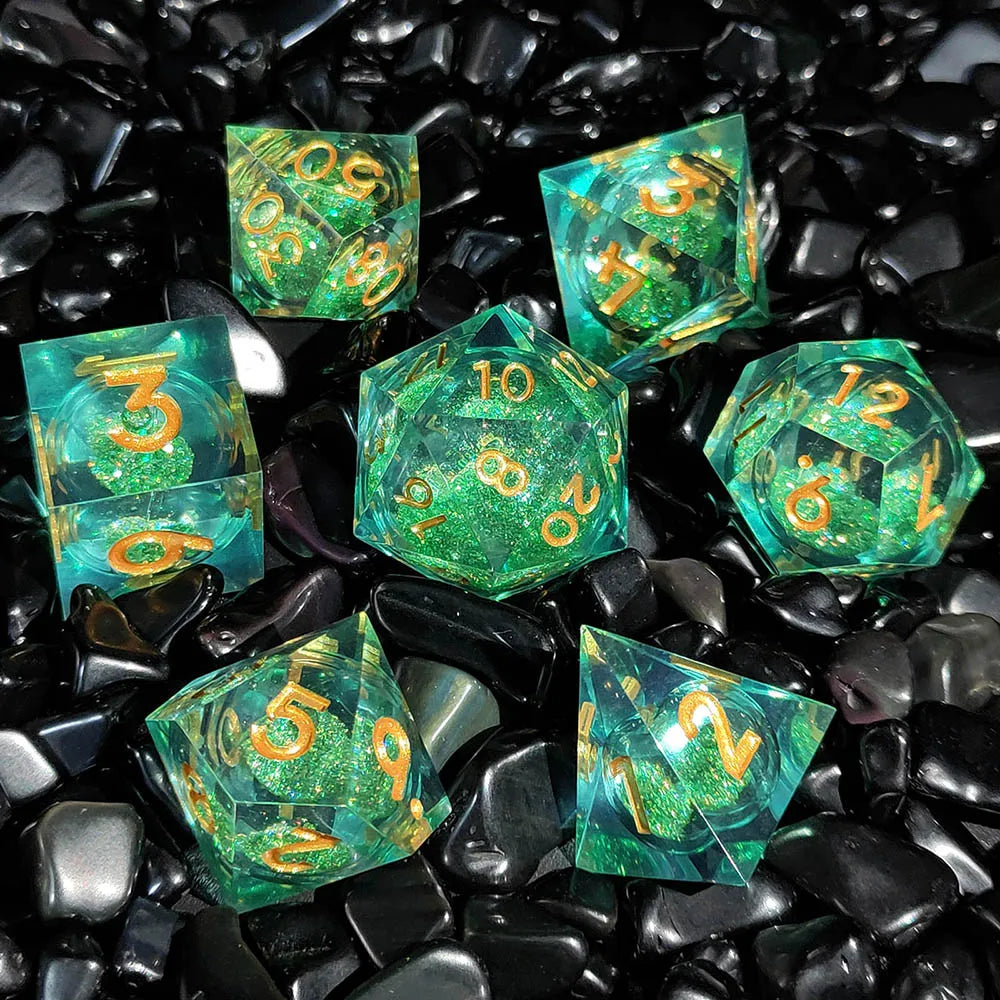 Starlit Shadows Polyhedral Dice Set Green